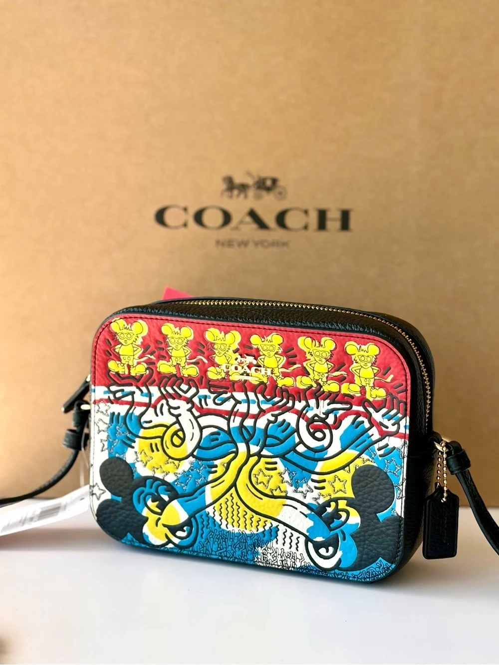 Coach Disney Mickey Mouse X Keith Haring Mini Camera Crossbody Bag